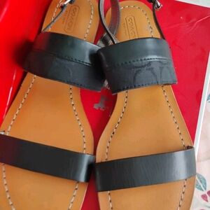 Coach Black Leather Sandals